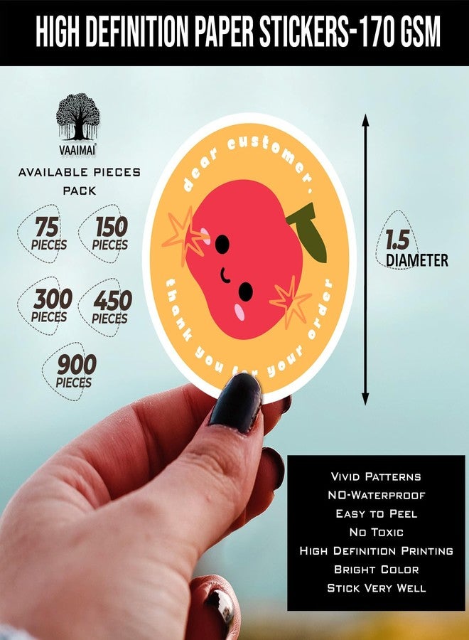 VAAIMAI ملصقات شكر دائرية مقاس 1.5 بوصة من VAAIMAI، 900 قطعة، من PostStickers. اشترِ هذه الملصقات لدعم عملاء الشركات الصغيرة - للمتاجر الإلكترونية أو متاجر البيع بالتجزئة، والمنتجات المصنوعة يدويًا، والمزيد. - Image 2